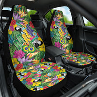 Macaw Parrot Brazil Car Seat Cover Maracas Seamless Tropical Flowers