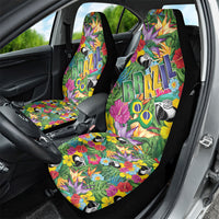 Macaw Parrot Brazil Car Seat Cover Maracas Seamless Tropical Flowers