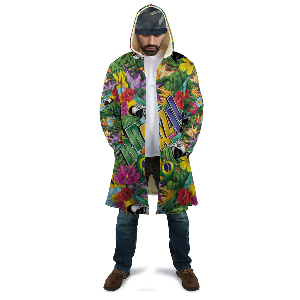 Macaw Parrot Brazil Cloak Maracas Seamless Tropical Flowers