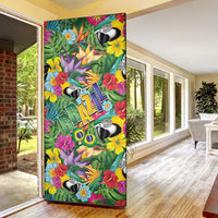 Macaw Parrot Brazil Door Cover Maracas Seamless Tropical Flowers