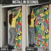 Macaw Parrot Brazil Door Cover Maracas Seamless Tropical Flowers