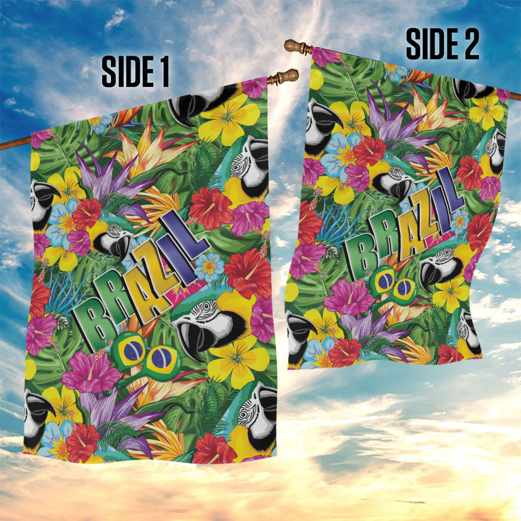 Macaw Parrot Brazil Garden Flag Maracas Seamless Tropical Flowers