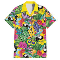 Macaw Parrot Brazil Hawaiian Shirt Maracas Seamless Tropical Flowers