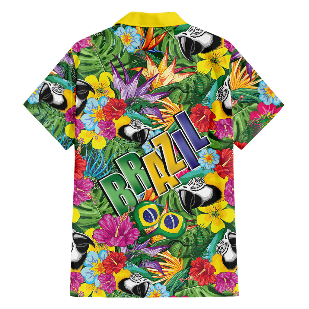 Macaw Parrot Brazil Hawaiian Shirt Maracas Seamless Tropical Flowers
