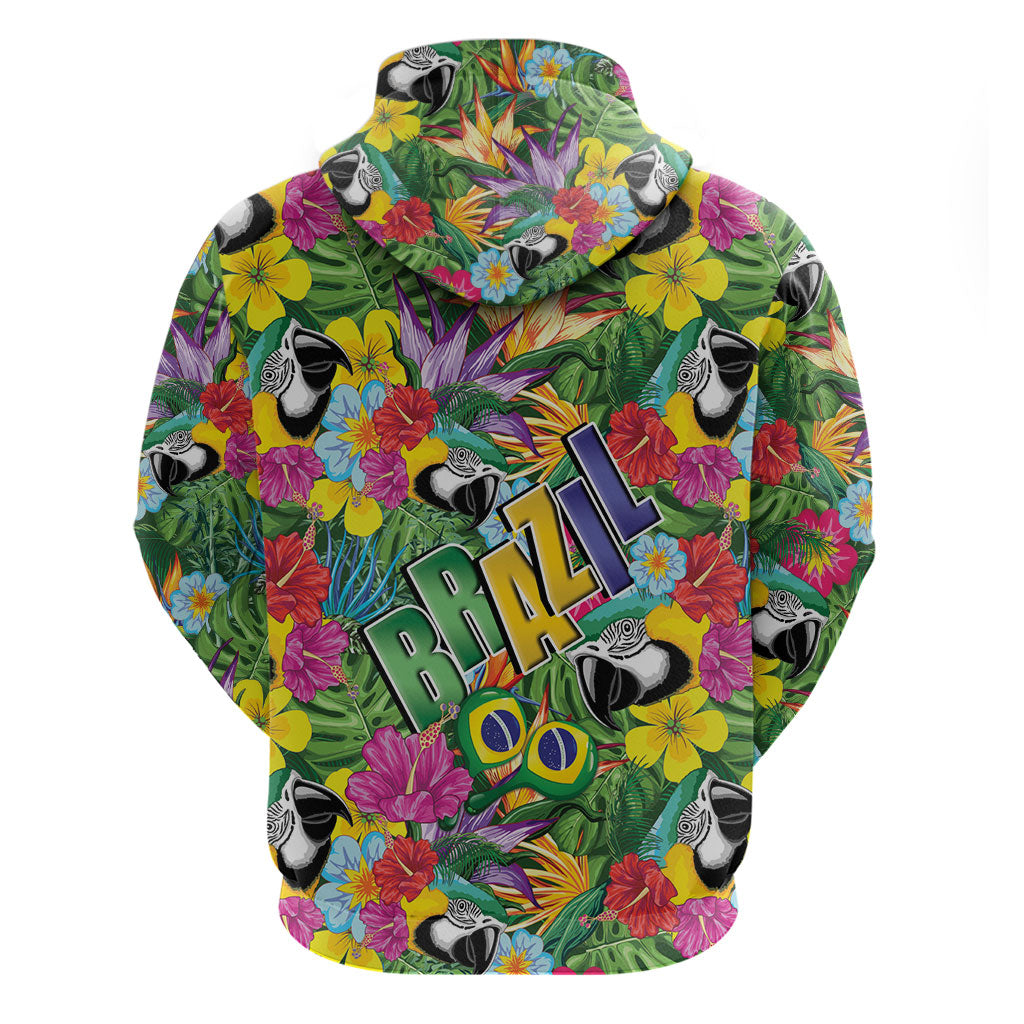 Macaw Parrot Brazil Hoodie Maracas Seamless Tropical Flowers