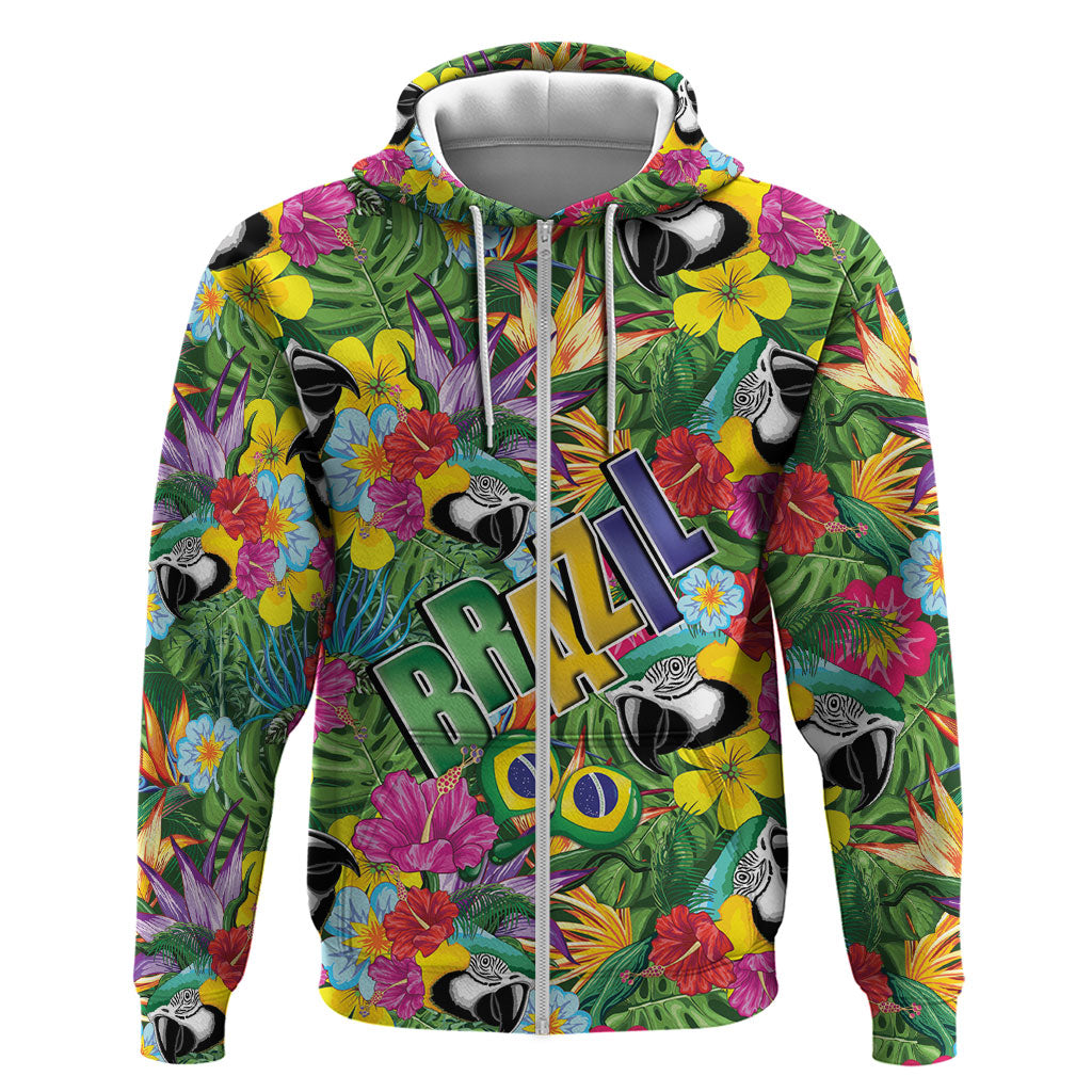 Macaw Parrot Brazil Hoodie Maracas Seamless Tropical Flowers