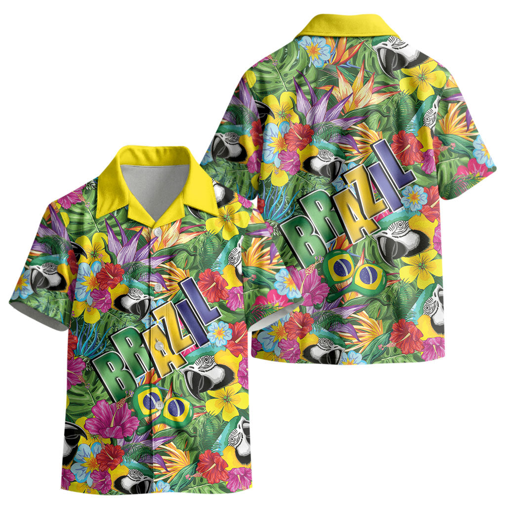 Macaw Parrot Brazil Kid Hawaiian Shirt Maracas Seamless Tropical Flowers LT14