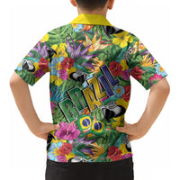 Macaw Parrot Brazil Kid Hawaiian Shirt Maracas Seamless Tropical Flowers LT14