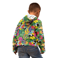 Macaw Parrot Brazil Kid Hoodie Maracas Seamless Tropical Flowers