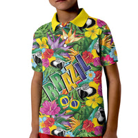 Macaw Parrot Brazil Kid Polo Shirt Maracas Seamless Tropical Flowers