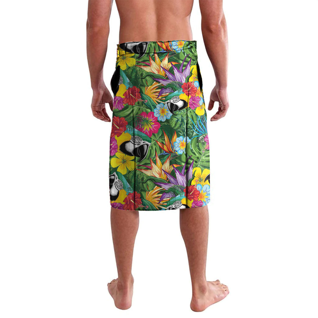 Macaw Parrot Brazil Lavalava Maracas Seamless Tropical Flowers