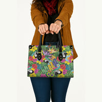Macaw Parrot Brazil Leather Bag Maracas Seamless Tropical Flowers