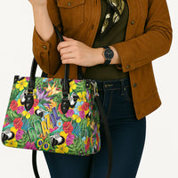 Macaw Parrot Brazil Leather Bag Maracas Seamless Tropical Flowers