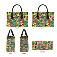 Macaw Parrot Brazil Leather Bag Maracas Seamless Tropical Flowers