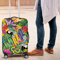 Macaw Parrot Brazil Luggage Cover Maracas Seamless Tropical Flowers
