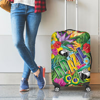 Macaw Parrot Brazil Luggage Cover Maracas Seamless Tropical Flowers