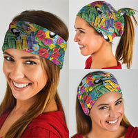 Macaw Parrot Brazil Neck Gaiter Maracas Seamless Tropical Flowers