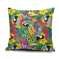 Macaw Parrot Brazil Pillow Cover Maracas Seamless Tropical Flowers