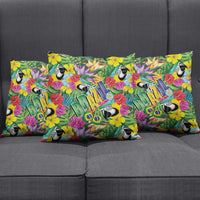 Macaw Parrot Brazil Pillow Cover Maracas Seamless Tropical Flowers