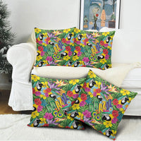 Macaw Parrot Brazil Pillow Cover Maracas Seamless Tropical Flowers