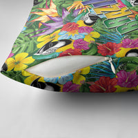 Macaw Parrot Brazil Pillow Cover Maracas Seamless Tropical Flowers