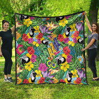 Macaw Parrot Brazil Quilt Maracas Seamless Tropical Flowers