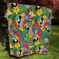 Macaw Parrot Brazil Quilt Maracas Seamless Tropical Flowers