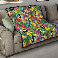 Macaw Parrot Brazil Quilt Maracas Seamless Tropical Flowers