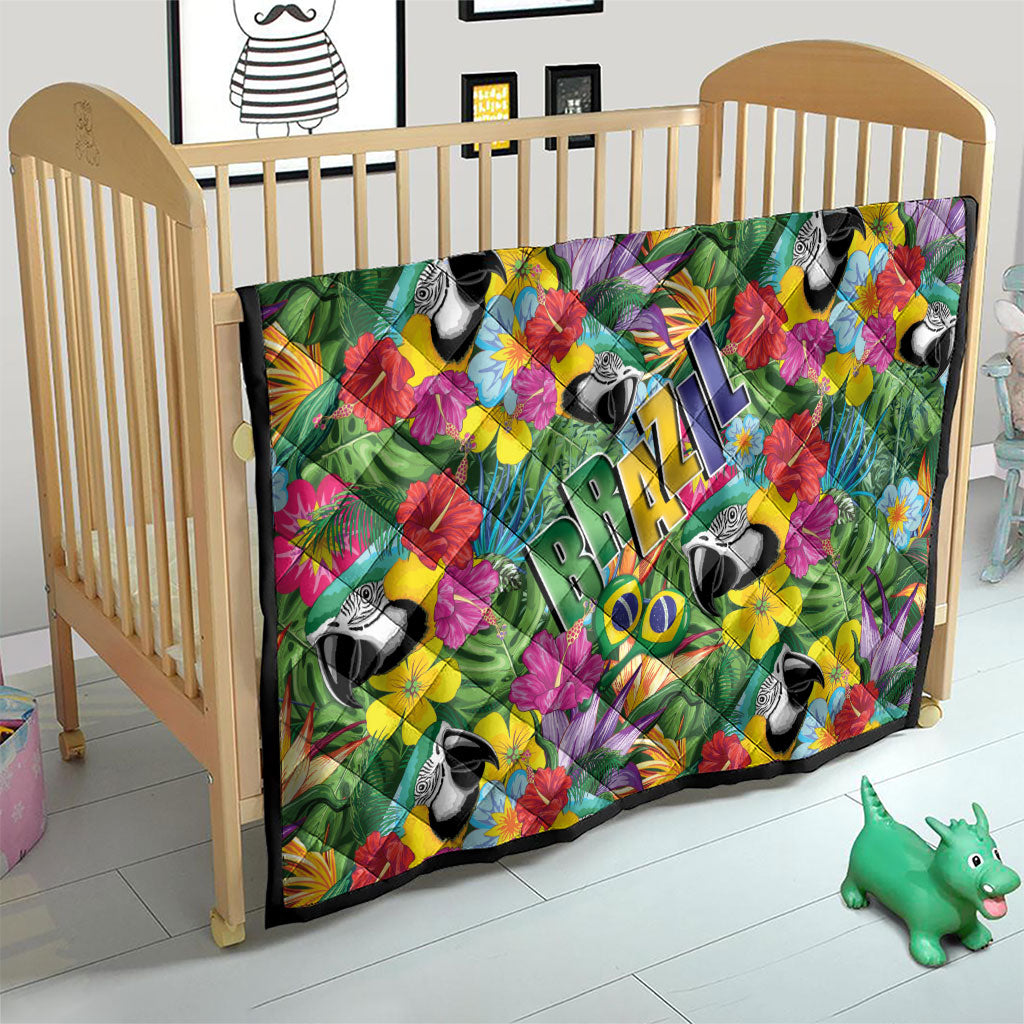 Macaw Parrot Brazil Quilt Maracas Seamless Tropical Flowers