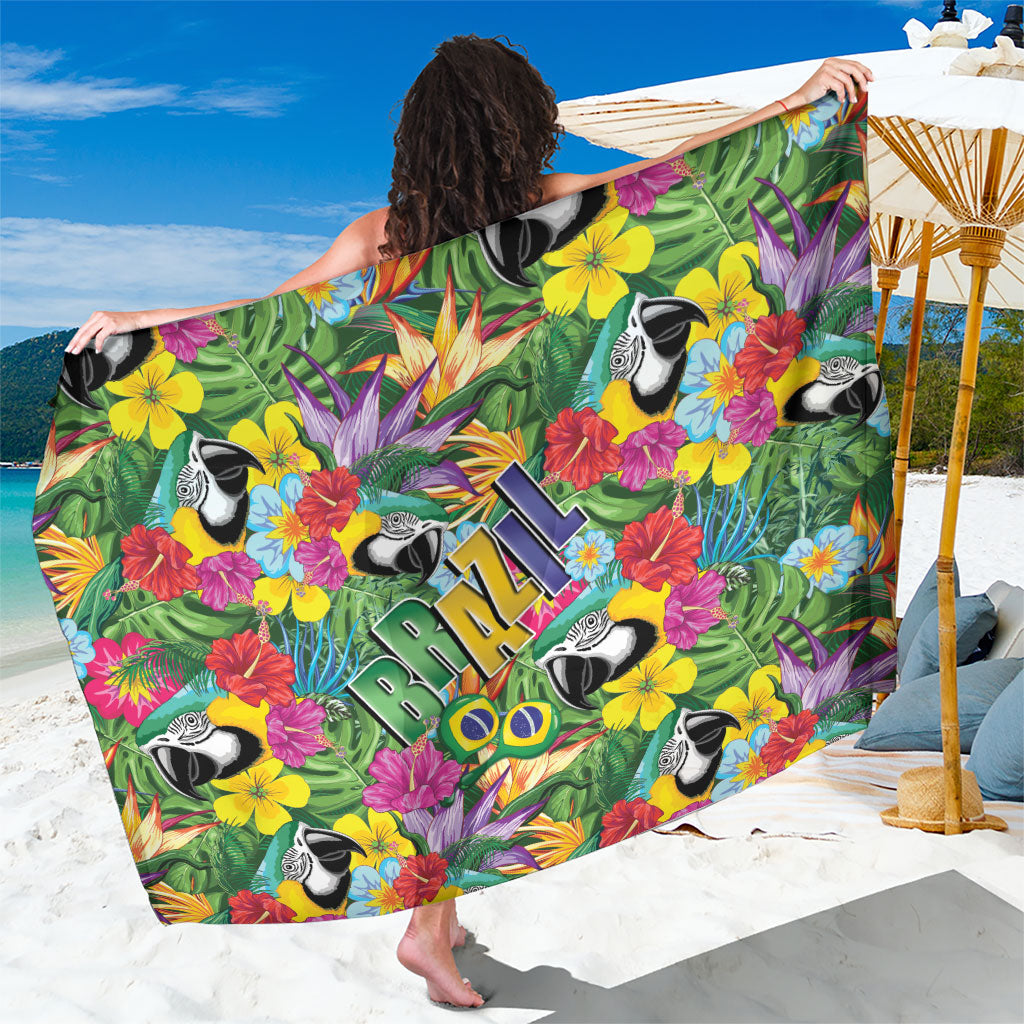 Macaw Parrot Brazil Sarong Maracas Seamless Tropical Flowers