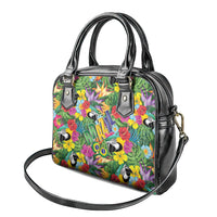 Macaw Parrot Brazil Shoulder Handbag Maracas Seamless Tropical Flowers