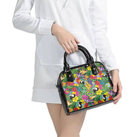 Macaw Parrot Brazil Shoulder Handbag Maracas Seamless Tropical Flowers