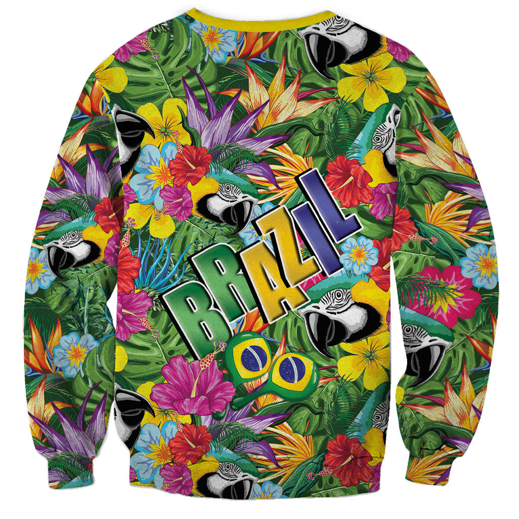 Macaw Parrot Brazil Sweatshirt Maracas Seamless Tropical Flowers