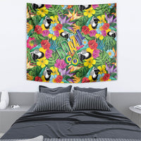 Macaw Parrot Brazil Tapestry Maracas Seamless Tropical Flowers