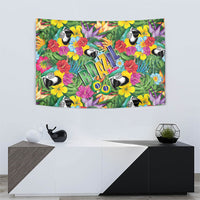 Macaw Parrot Brazil Tapestry Maracas Seamless Tropical Flowers