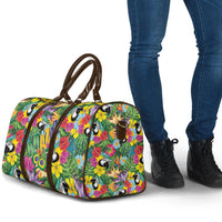 Macaw Parrot Brazil Travel Bag Maracas Seamless Tropical Flowers