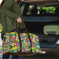 Macaw Parrot Brazil Travel Bag Maracas Seamless Tropical Flowers