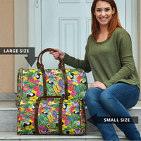 Macaw Parrot Brazil Travel Bag Maracas Seamless Tropical Flowers