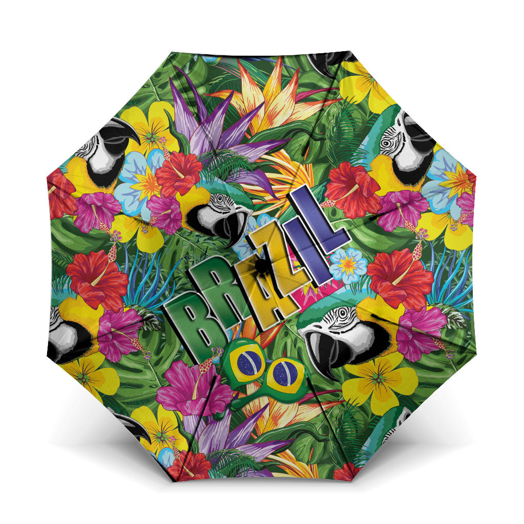 Macaw Parrot Brazil Umbrella Maracas Seamless Tropical Flowers