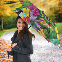 Macaw Parrot Brazil Umbrella Maracas Seamless Tropical Flowers