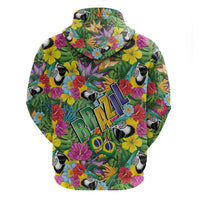 Macaw Parrot Brazil Zip Hoodie Maracas Seamless Tropical Flowers