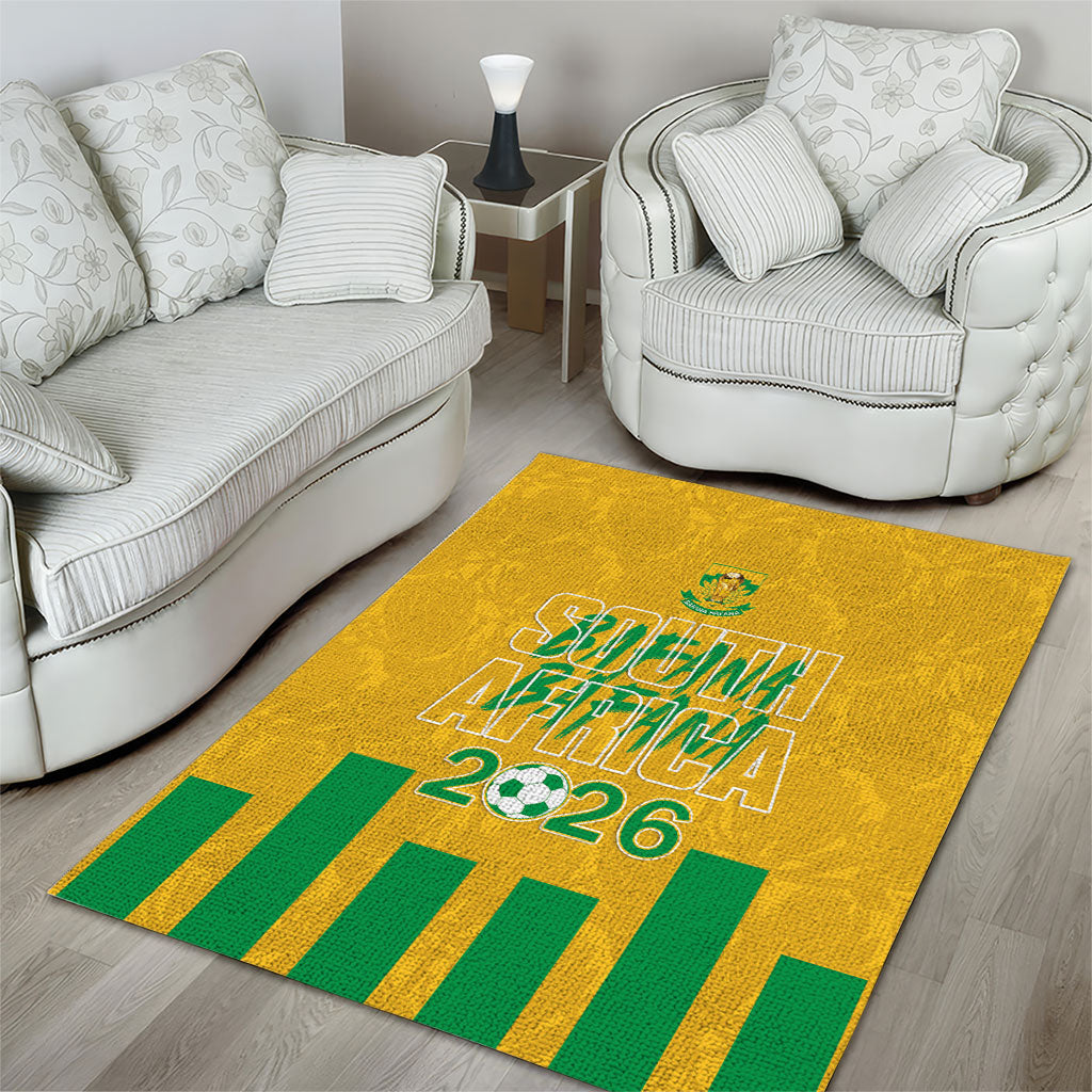 South Africa Soccer 2026 Area Rug Bafana Bafana Kaofela Protea Yellow