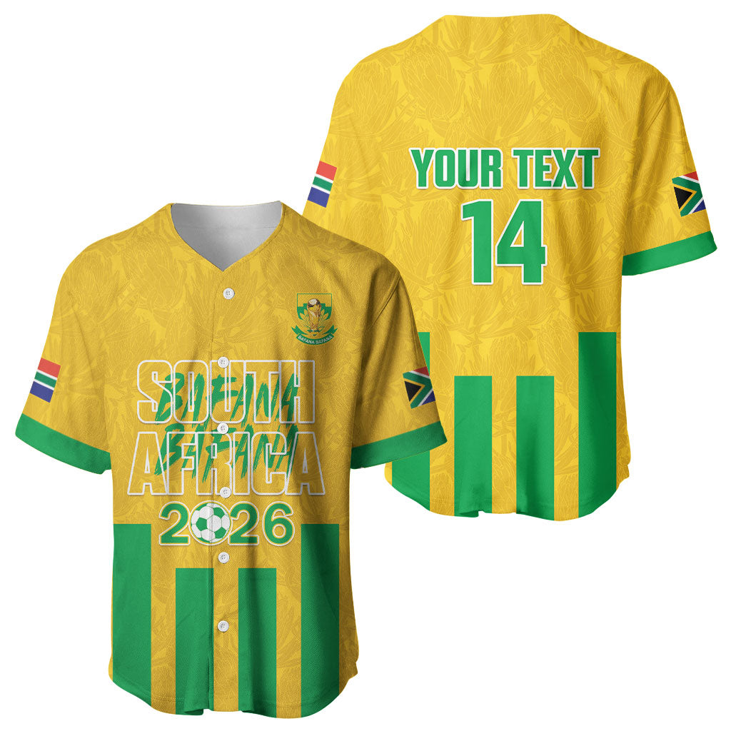 South Africa Soccer 2026 Custom Baseball Jersey Bafana Bafana Kaofela Protea Yellow
