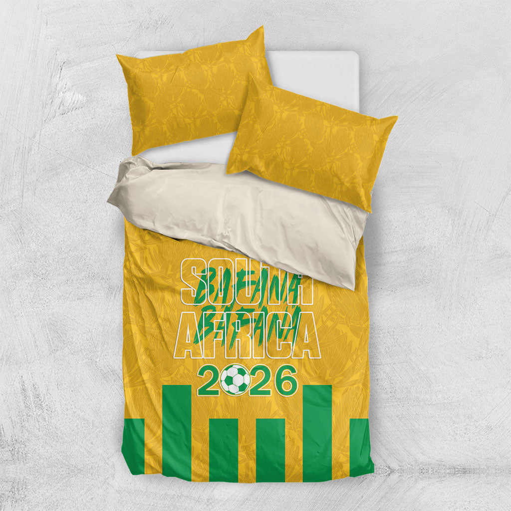 South Africa Soccer 2026 Bedding Set Bafana Bafana Kaofela Protea Yellow