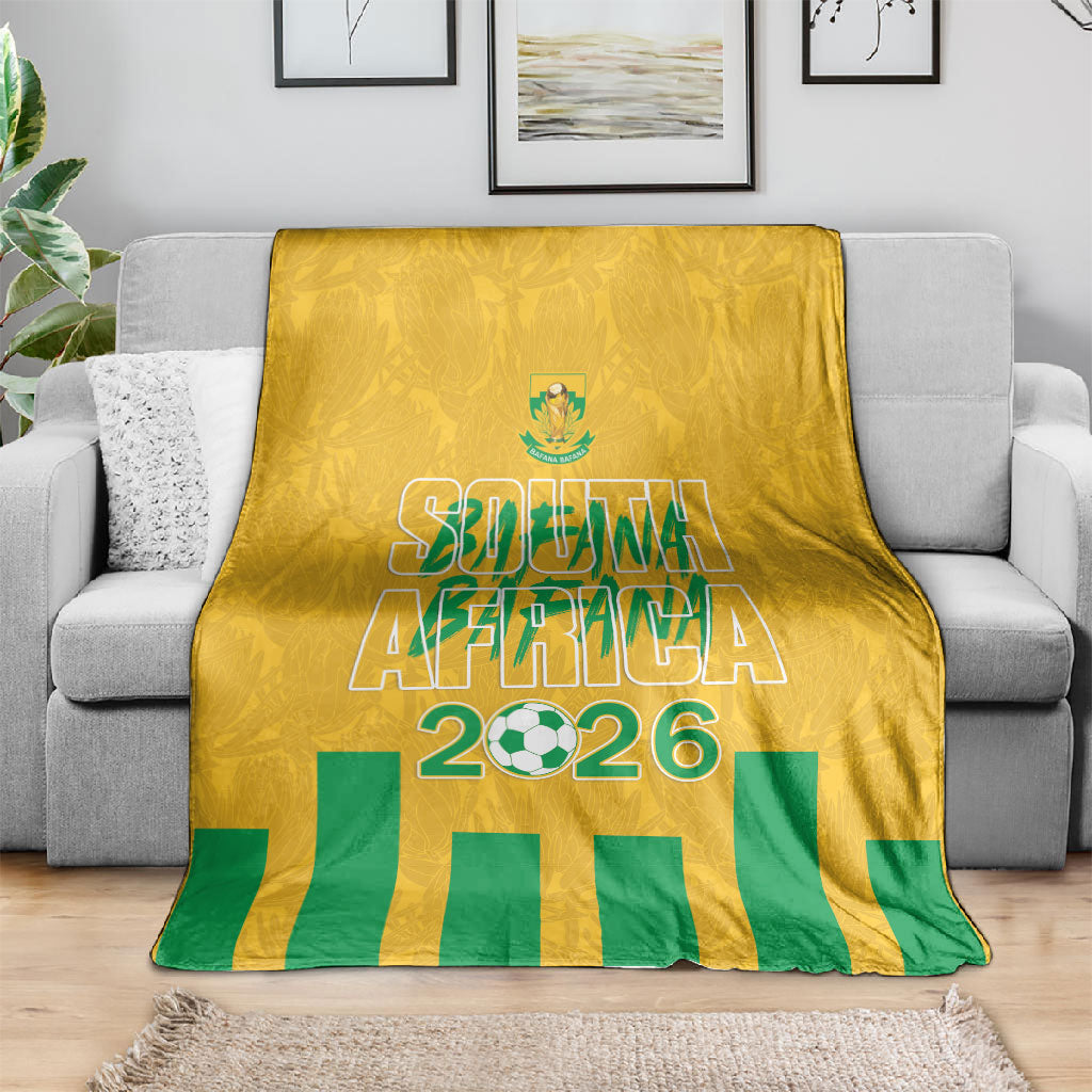 South Africa Soccer 2026 Blanket Bafana Bafana Kaofela Protea Yellow