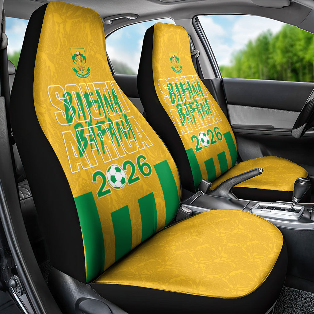 South Africa Soccer 2026 Car Seat Cover Bafana Bafana Kaofela Protea Yellow