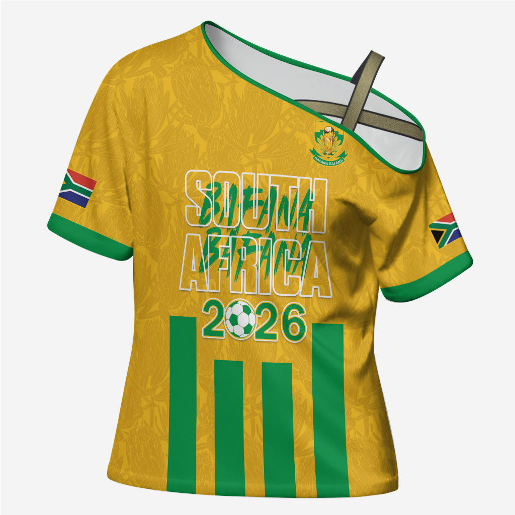 South Africa Soccer 2026 Custom Cross Shoulder Shirt Bafana Bafana Kaofela Protea Yellow