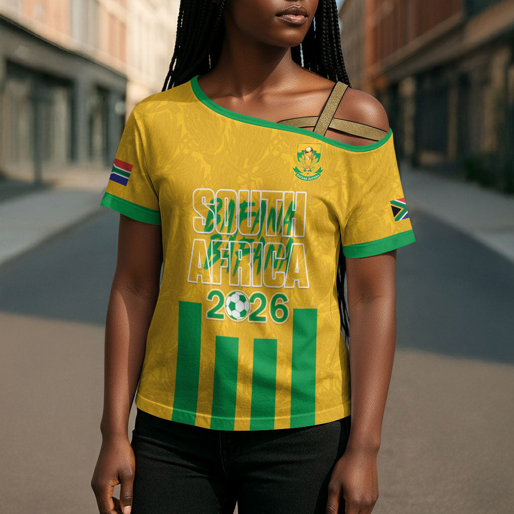 South Africa Soccer 2026 Custom Cross Shoulder Shirt Bafana Bafana Kaofela Protea Yellow