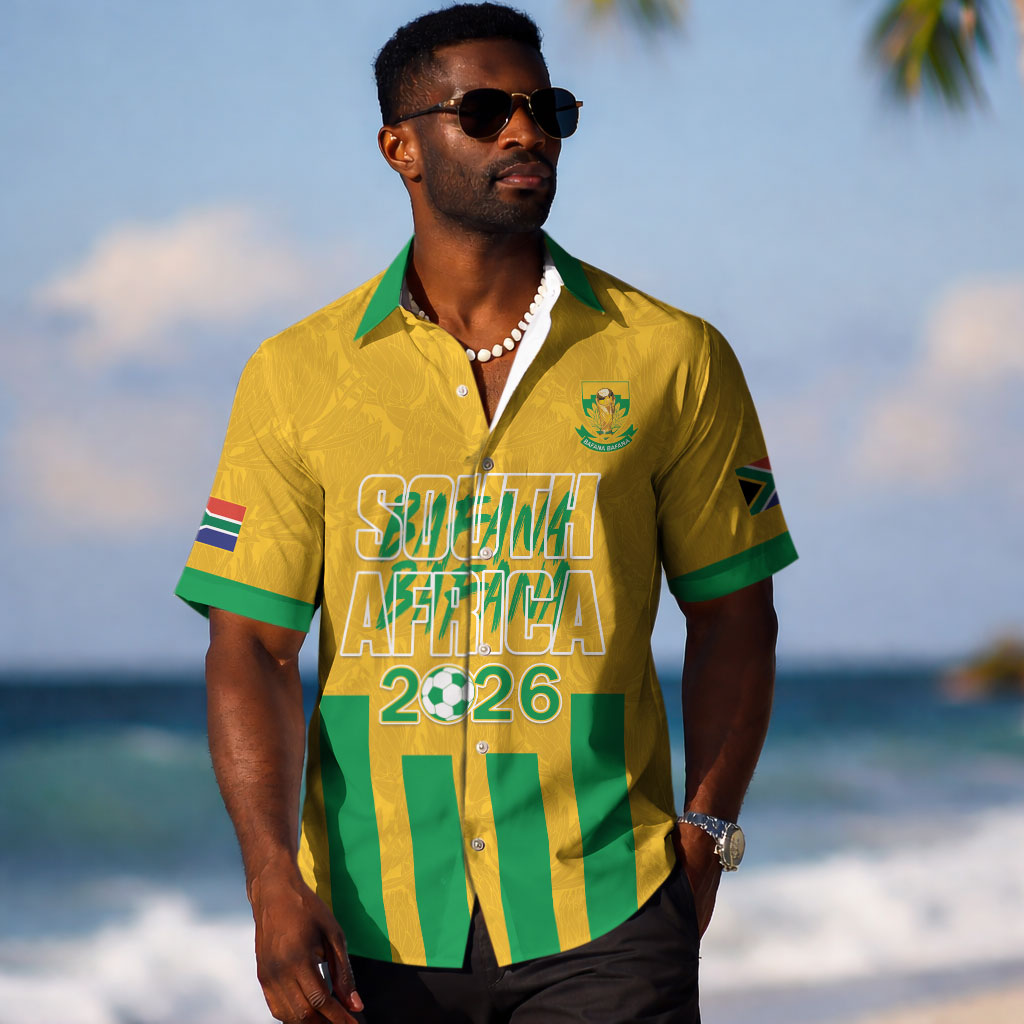 South Africa Soccer 2026 Custom Hawaiian Shirt Bafana Bafana Kaofela Protea Yellow LT14