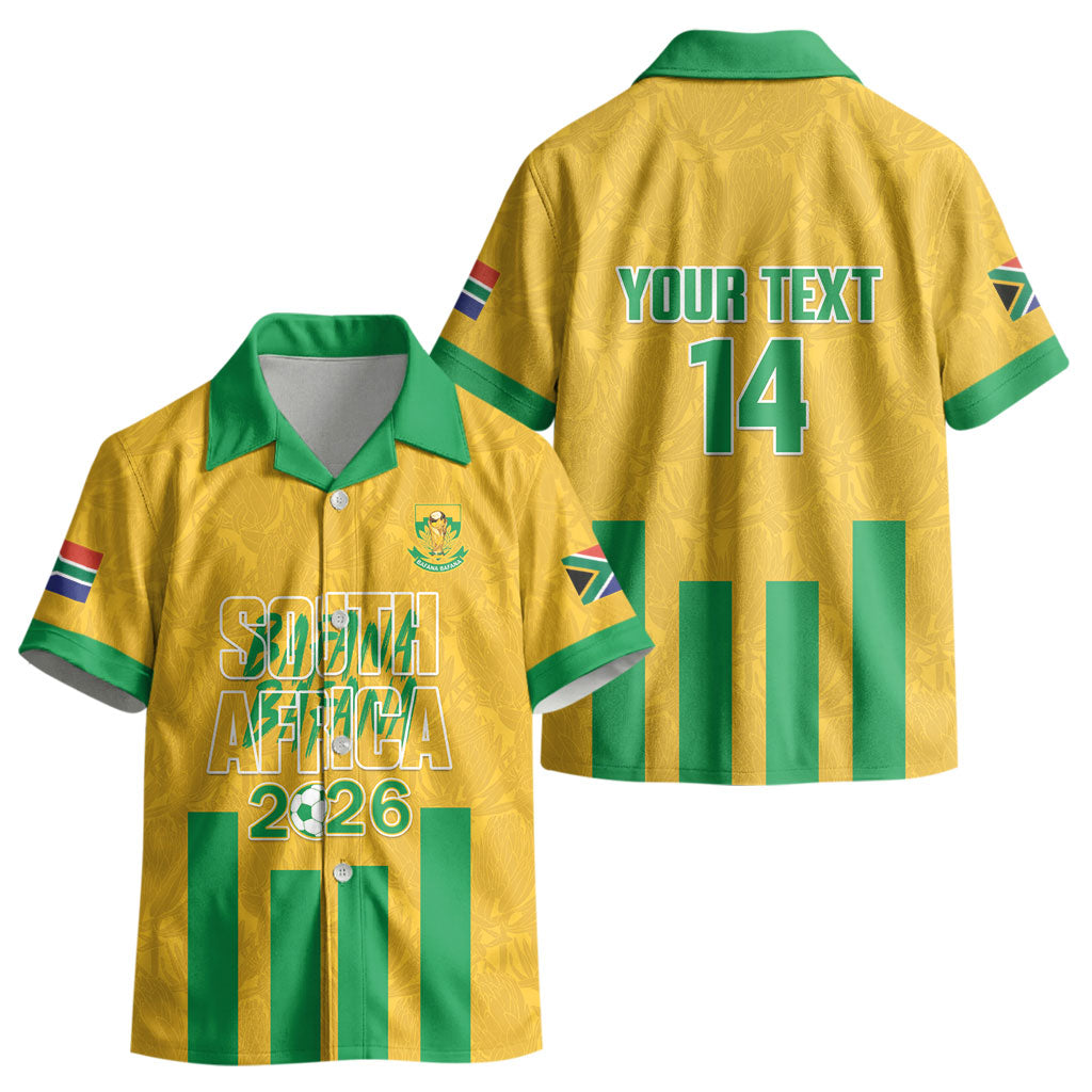 South Africa Soccer 2026 Custom Kid Hawaiian Shirt Bafana Bafana Kaofela Protea Yellow LT14